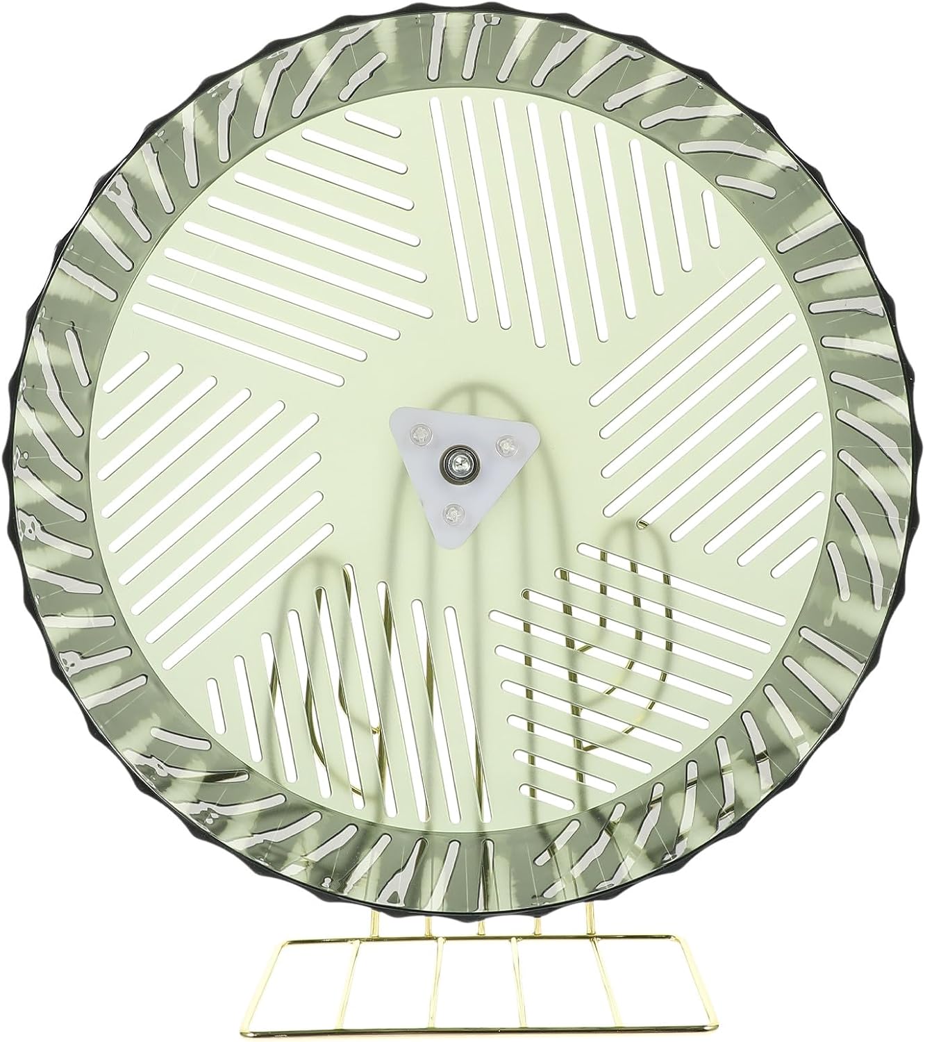 Large Hamster Exercise Wheel with Alloy Stand, Silent Stable Running Wheel for Cage Chinchillas and Hedgehogs, Dark Green with Gold Base, Small Animal Fitness