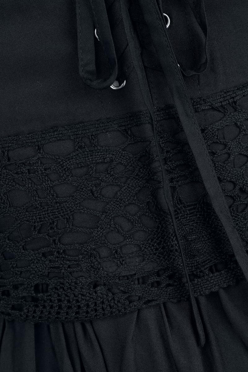 Gothicana by EMP Donna Abito Lungo Nero con Pizzo all’Uncinetto