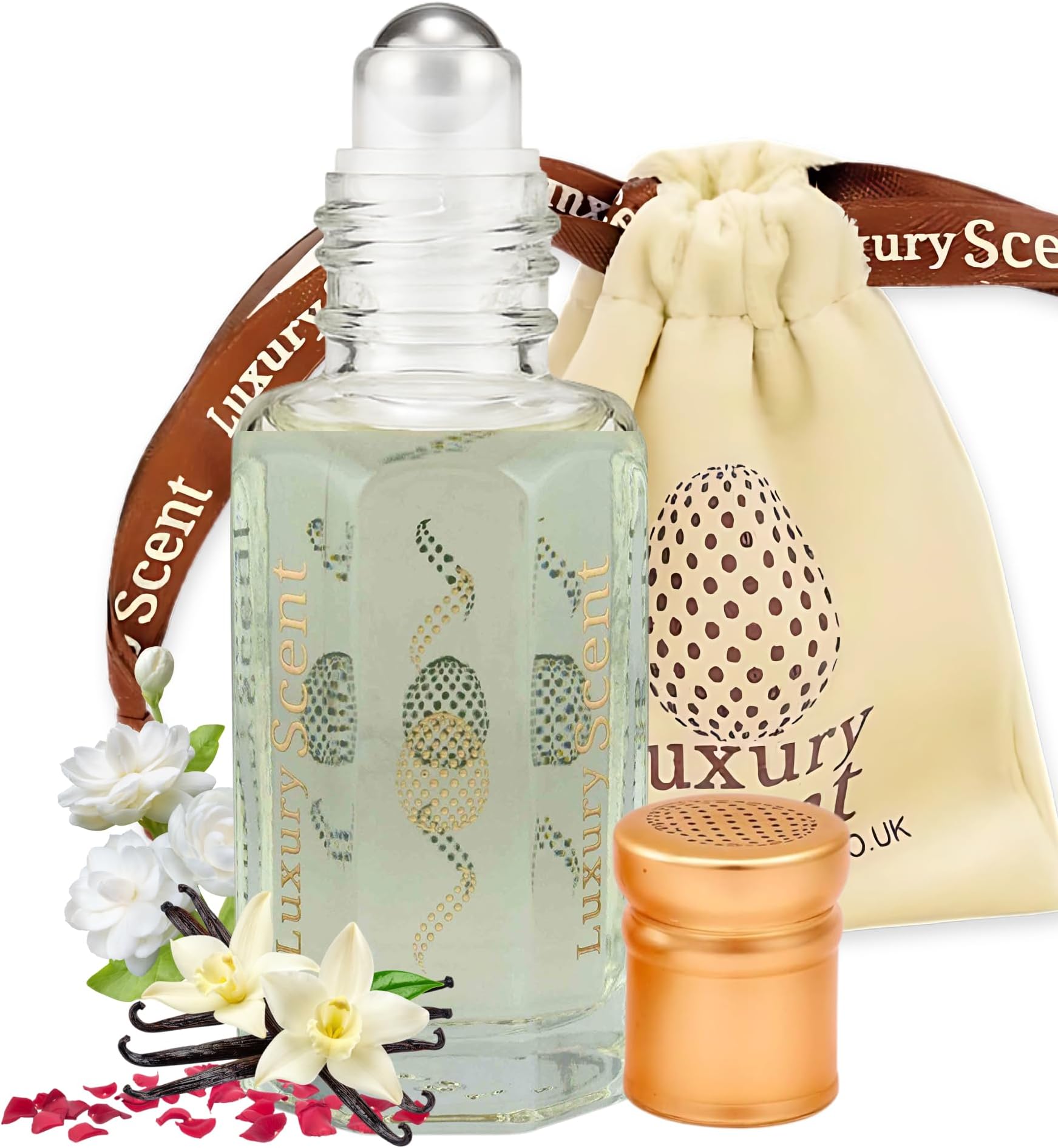Perfume Oil Musk White Roll-On 12ml – Long Lasting Alcohol Free Arabian Attar – Premium Quality Unisex Fragrance with Soft Floral Musky Vanilla & Sandalwood Notes for Men and Women by Luxury Scent