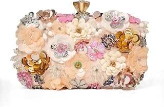 Floral Clutch Purse for Women - Elegant Flower Evening Purse with Detachable Chain for Wedding, Prom, Cocktail Party