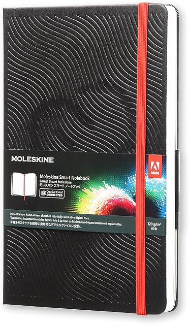 Moleskine Smart Notebook, Digital Notebook with White Pages Connected to the App Creative Cloud Connected, Hard Cover, Large Size 13 x 21 cm, Black, 600 Pages