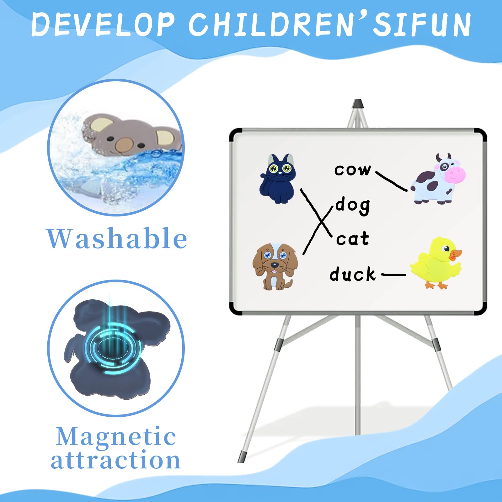 12PCS Fridge Magnets for Kids Animal Refrigerator Magnets, Cute Cartoon Magnetic Animals Set - Image 3