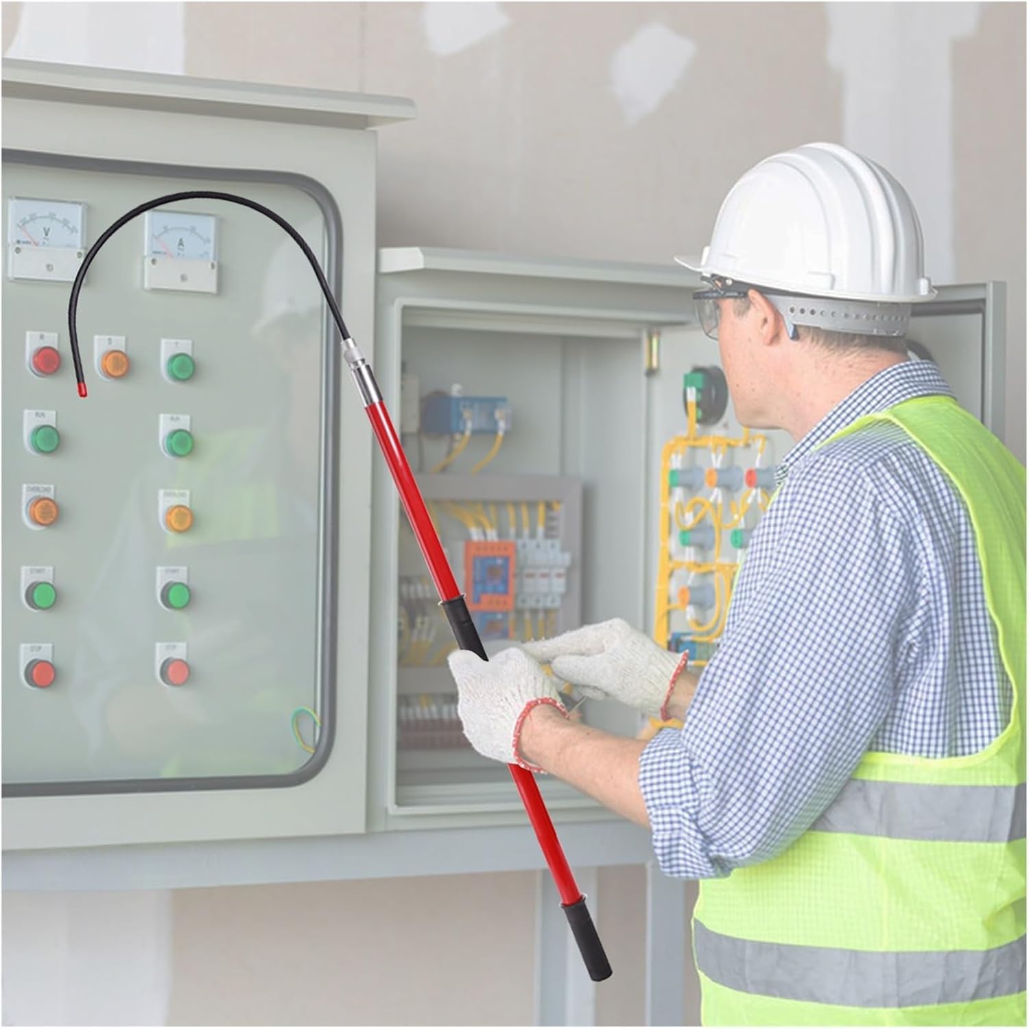 High Voltage Electrical Safety Rescue Hook, Emergency Insulated Rescue Pole with Large Pull Hooks, Non-Conductive Life-Saving Equipment Tool for Electricity Factory(Red-2m/78.7in/6.5ft