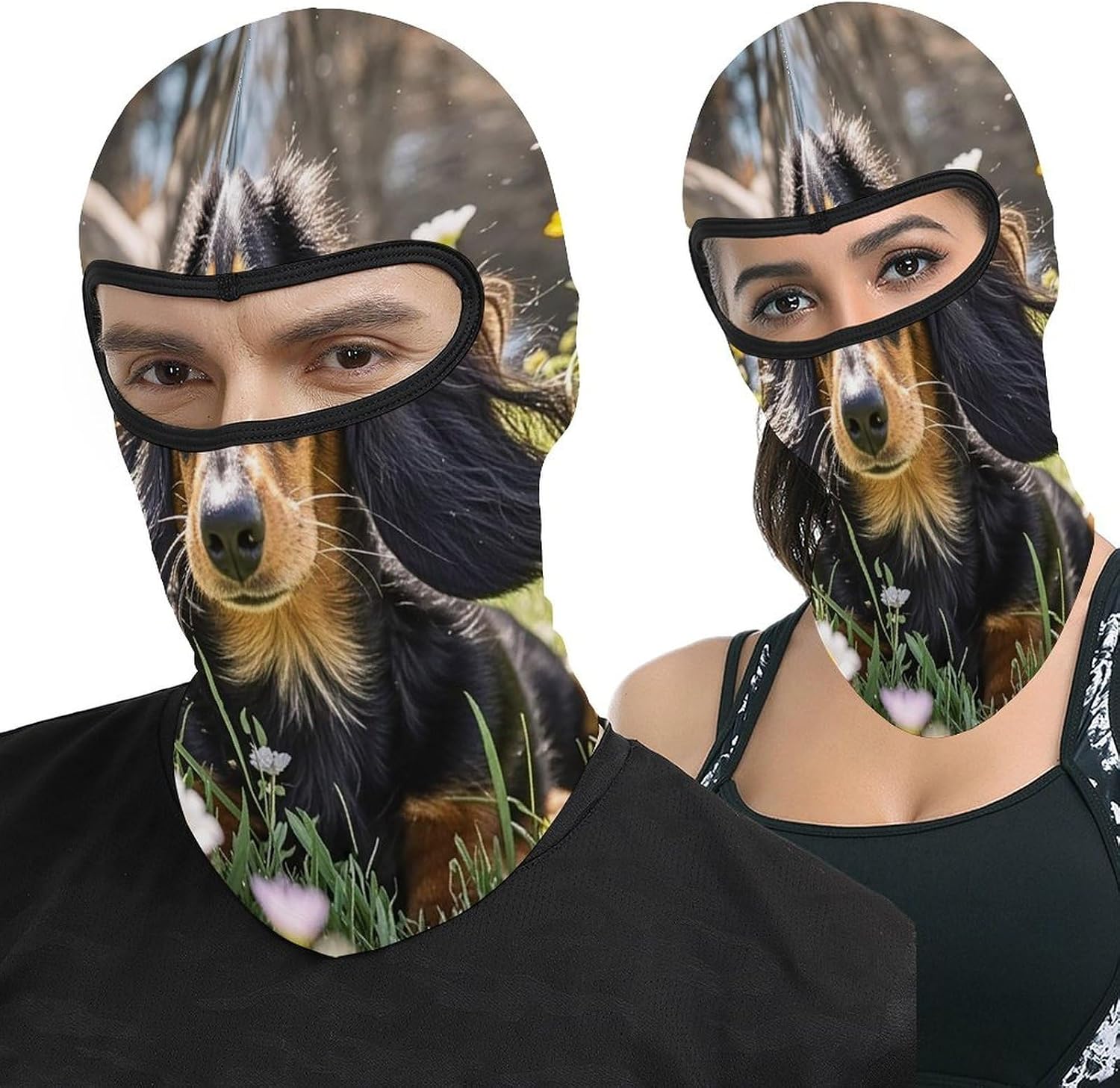 Cute Dachshund Balaclava Face Mask for Men Women | Windproof Motorcycle Neck Gaiter Full Face Cover, Warmer Ski Mask, Breathable UV Protection Full Face Mask for Outdoor Sports