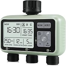 CROSOFMI 3 Way Automatic Digital Watering Timer Irrigation Timer Programmer Garden Irrigation /IPX5 Waterproof/Rain Delay/Manual Watering Mode