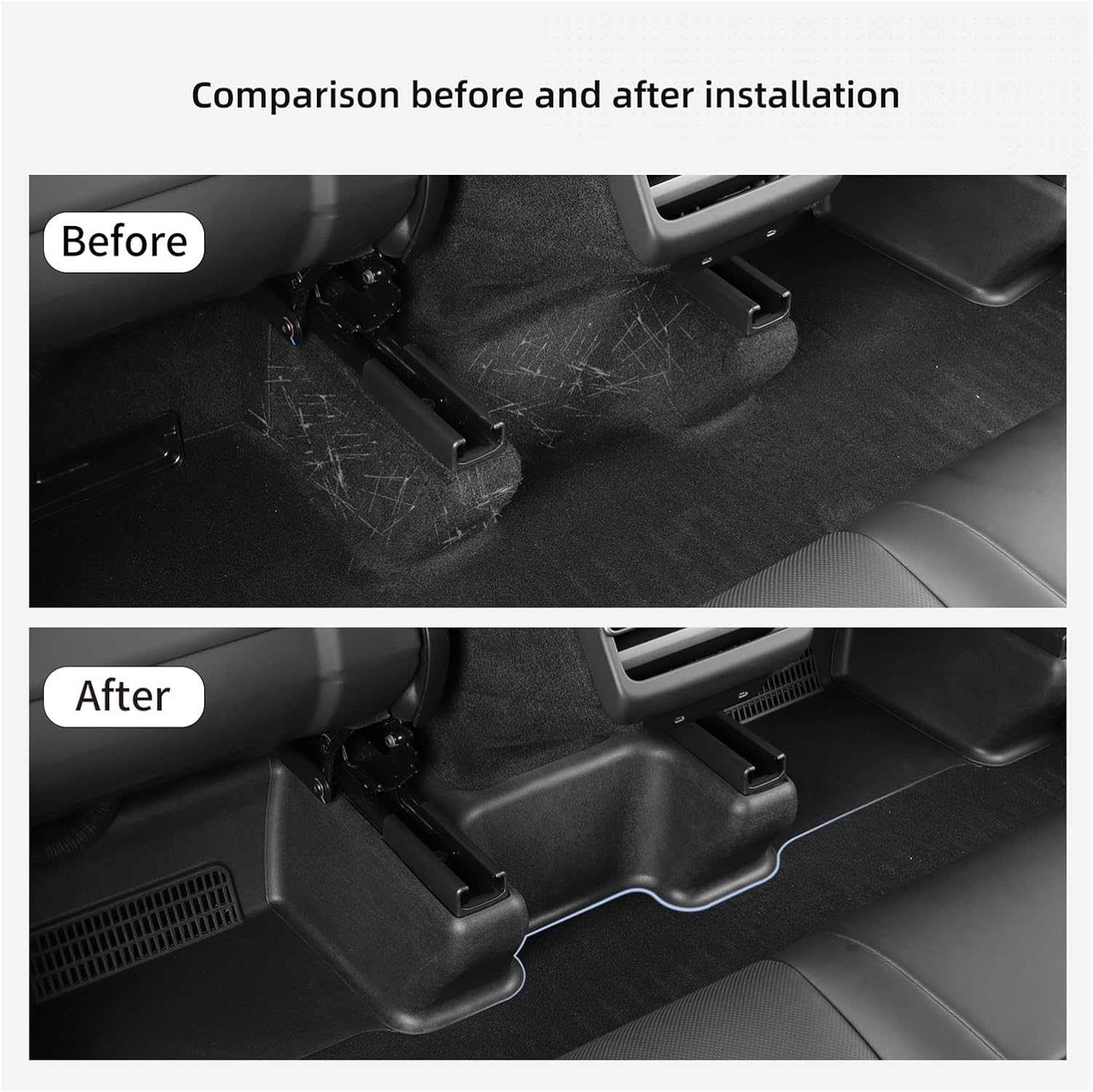 Compatible with Tesla Model Y Launch 2025 Juniper Car Under Seat Corner Anti-Dirt Protective Pad Anti Kick Pad Accessories(25MY 9PCS)