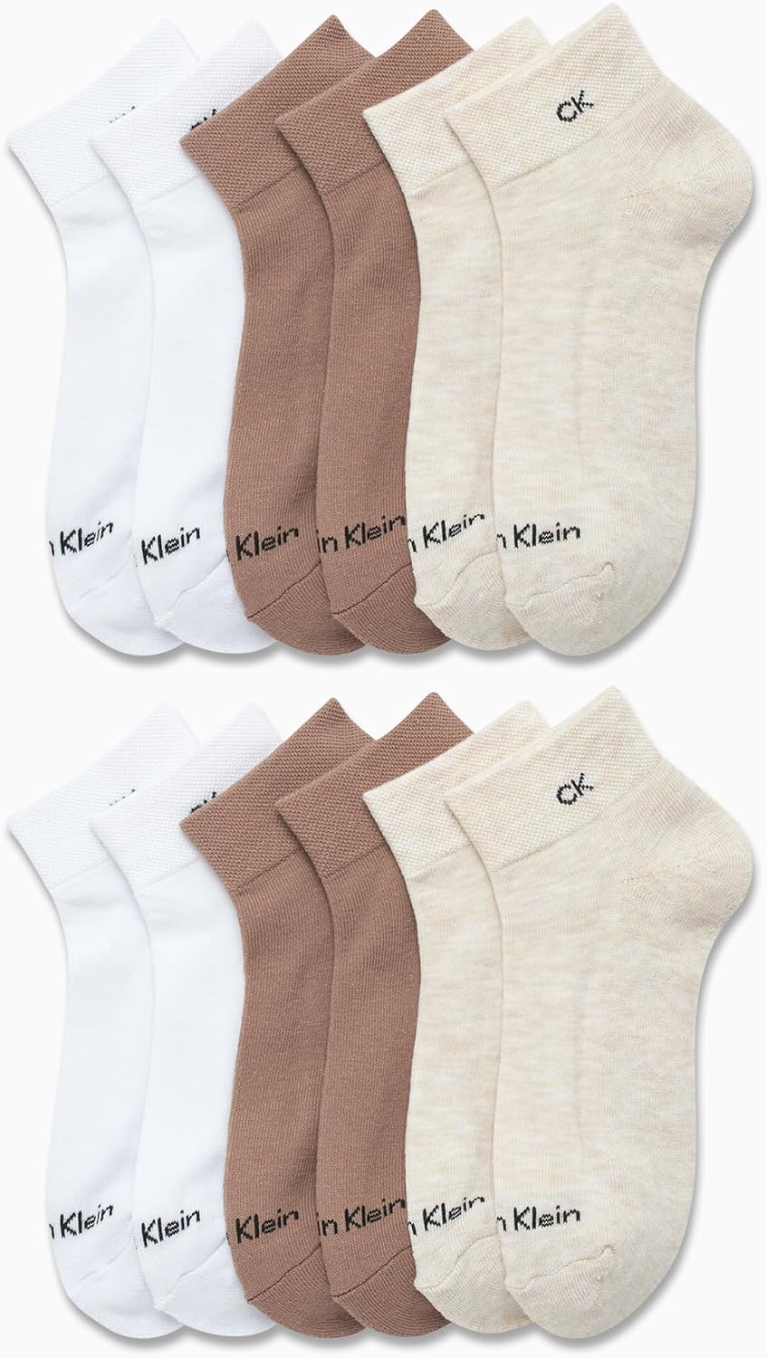 Calvin Klein Womens Quarter Socks - 12 Pack Breathable Cushioned Athletic Ankle Socks for Women for Running and Workout