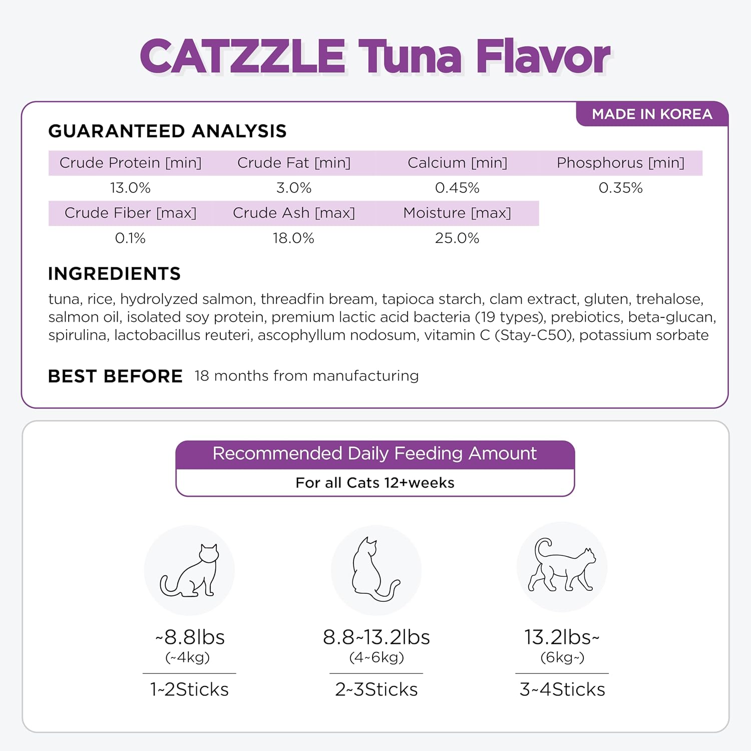 CATZZLE Cat Treats, Dental Chews for Indoor Cats, Cat Teeth Cleaning, Dental Care Snacks - Digestive Health (Tuna Flavor), 20 Sticks (5 oz.)