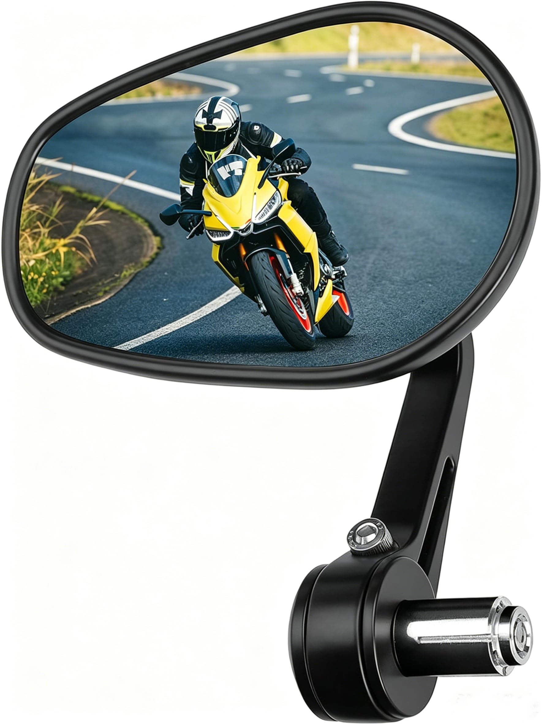 KEMIMOTO Lenkerendenspiegel Motorrad E-geprüft,Universal Motorradspiegel für Lenker,360°drehbarer Lenkerspiegel Motorrad, 7/8