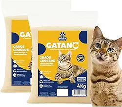 Kit Areia Mandioca 8 kg Grãos Grossos Para Gato Biodegradável 100% Natural