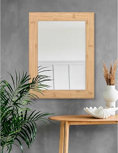 Miniatura 9 de Espejo rectangular con marco de madera rústica para montar en la pared, espejo de pared antiguo para tocador de granja, dormitorio, baño, sala de