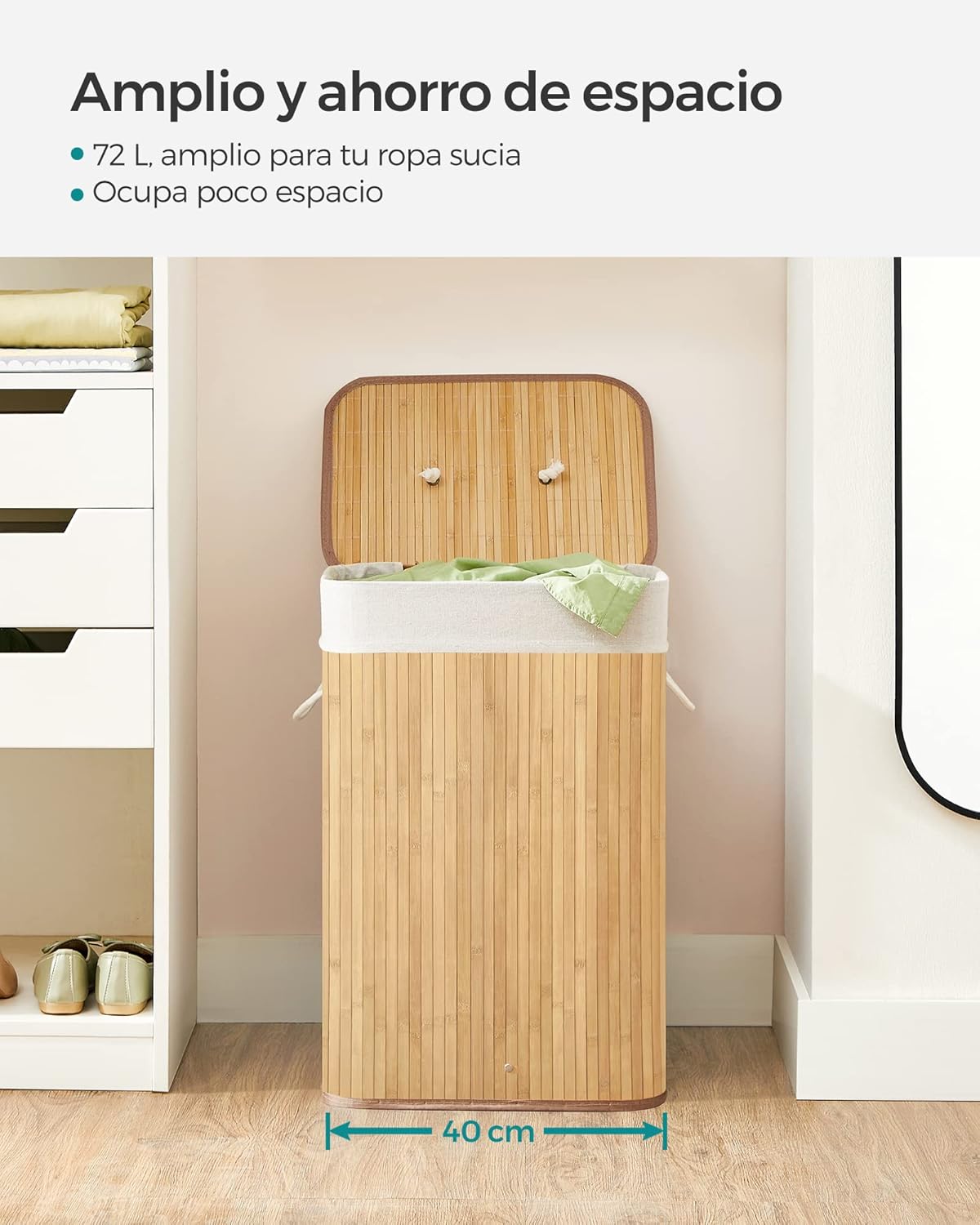 Cesto con tapa para ropa sucia Songmics 72L por 16,99€ ¡¡23% de descuento!!