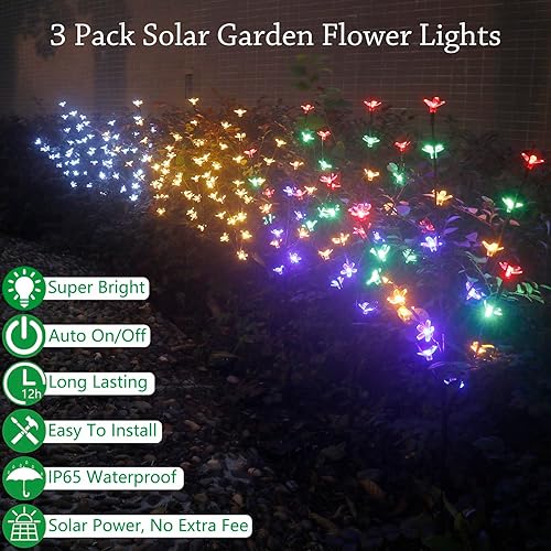 Miniatura 5 de Luces solares de cerezo para exteriores, luces LED de árbol de flores artificiales, 60 LED impermeables, luces decorativas solares para jardín,