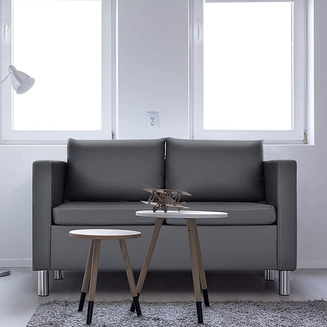 COSTWAY Sofa Single/Double Seat Chair, PU Leather Leisure Accent Loveseat Couch with Pillow and Armrest, Upholstered Padded Guest 1 or 2 Seater Sofa for Living Room, Bedroom and Office