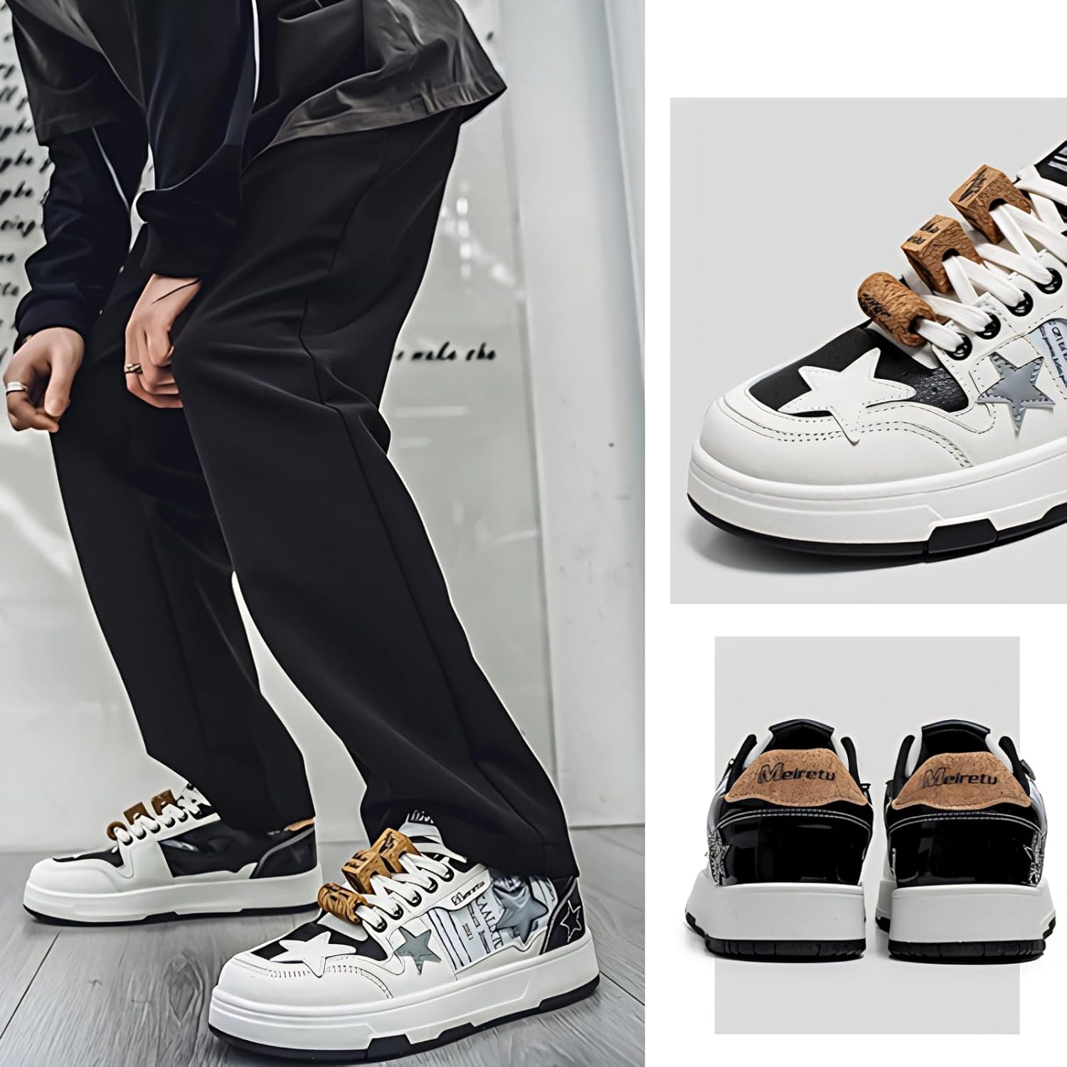 Star Cork Unisex Retro Platform Chunky Sneakers Women Men Vintage Trendy Casual Aesthetic Y2k Walking Shoes - Image 4