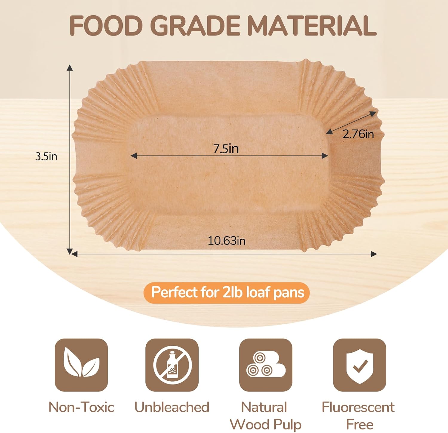 Loaf Pan Liners,2lb Loaf Pan Liners for Baking Bread 9x5, Loaf Pans Parchment Liners,150pcs Non-Stick Parchment Paper for Loaf Pans,Loaf Liners for Baking,Inner Dimensions are 7.5 x 3.5 inches - Image 2