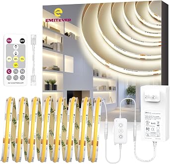 EMITEVER COB Strip Light Kit Neutral White 4000K,32.8ft 3200LEDs,Dimmable