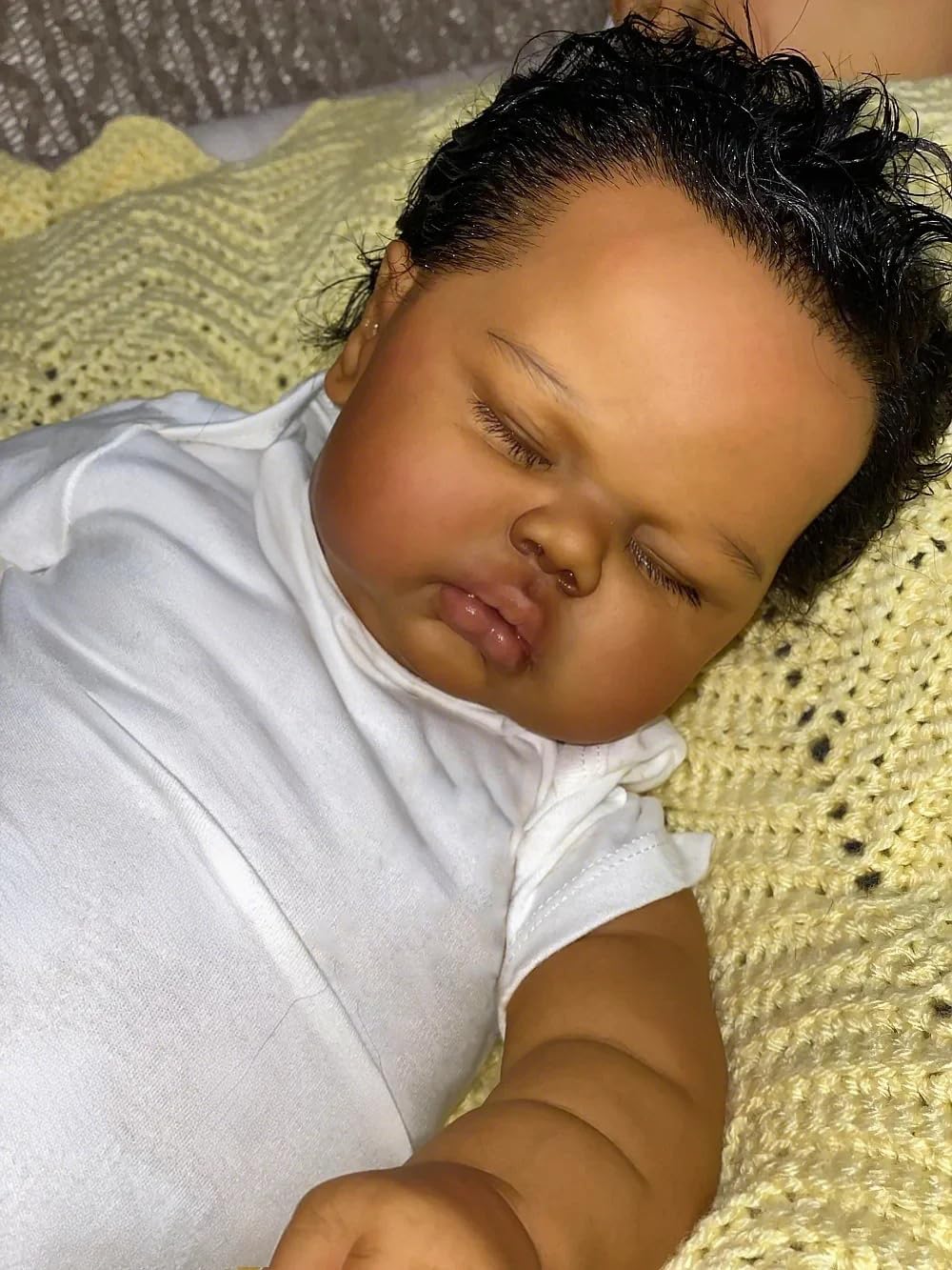 KAWAYII -24 Inch Lifelike Sleeping Reborn Black Skin Toddler Baby Pickle Doll Boy Soft Vinyl Cloth Body Newborn Baby Doll Toy Set