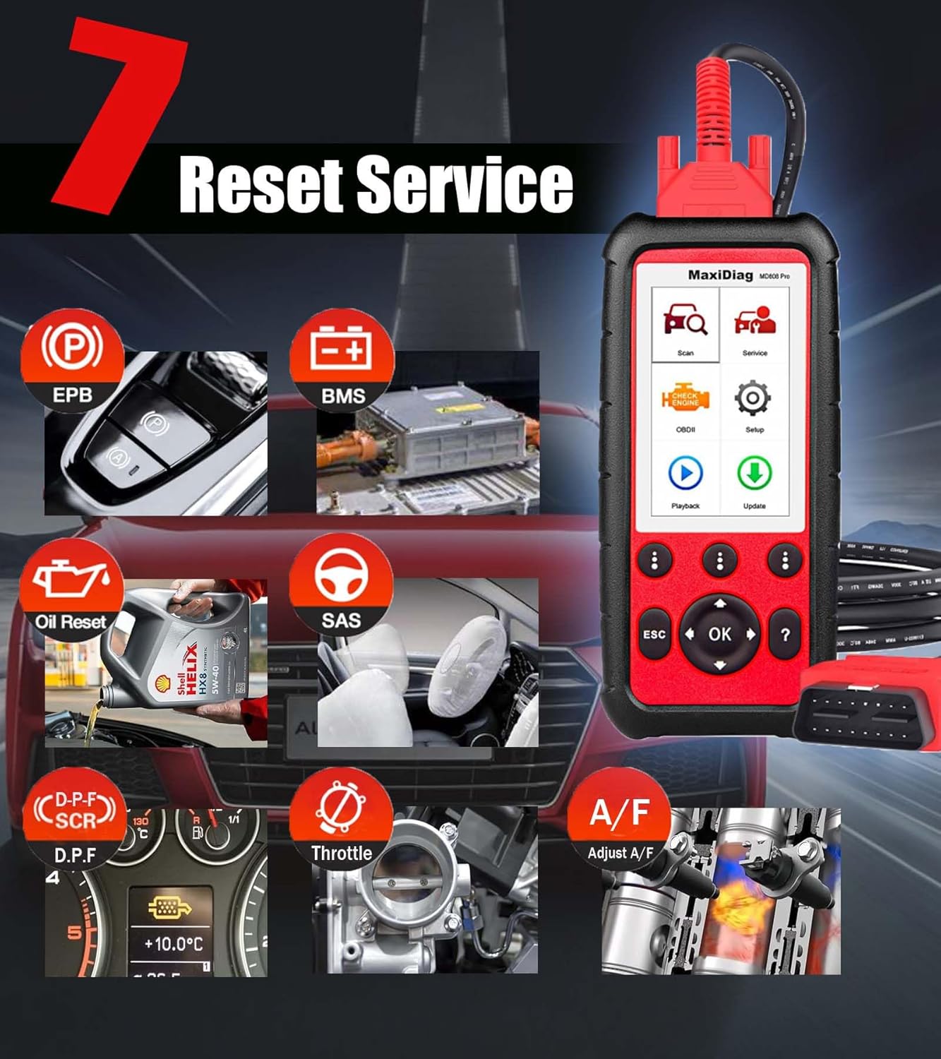 Autel MaxiDiag MD808 Pro OBD2 Scanner Code Reader Level-up of MD808 MD806 MD802 Lifetime Upgrade All System Auto SCAN DTCs Detection Codes All 10 OBDII Test Modes OLS/EPB/SBC/SAS/BMS/DPF
