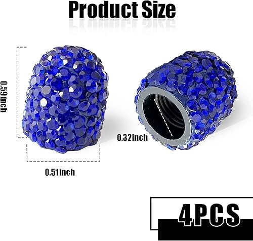 Miniatura 2 de Paquete de 4 tapas de válvula de neumático de automóvil, tapones de vástago de válvula de neumático de automóvil con diamantes de imitación,