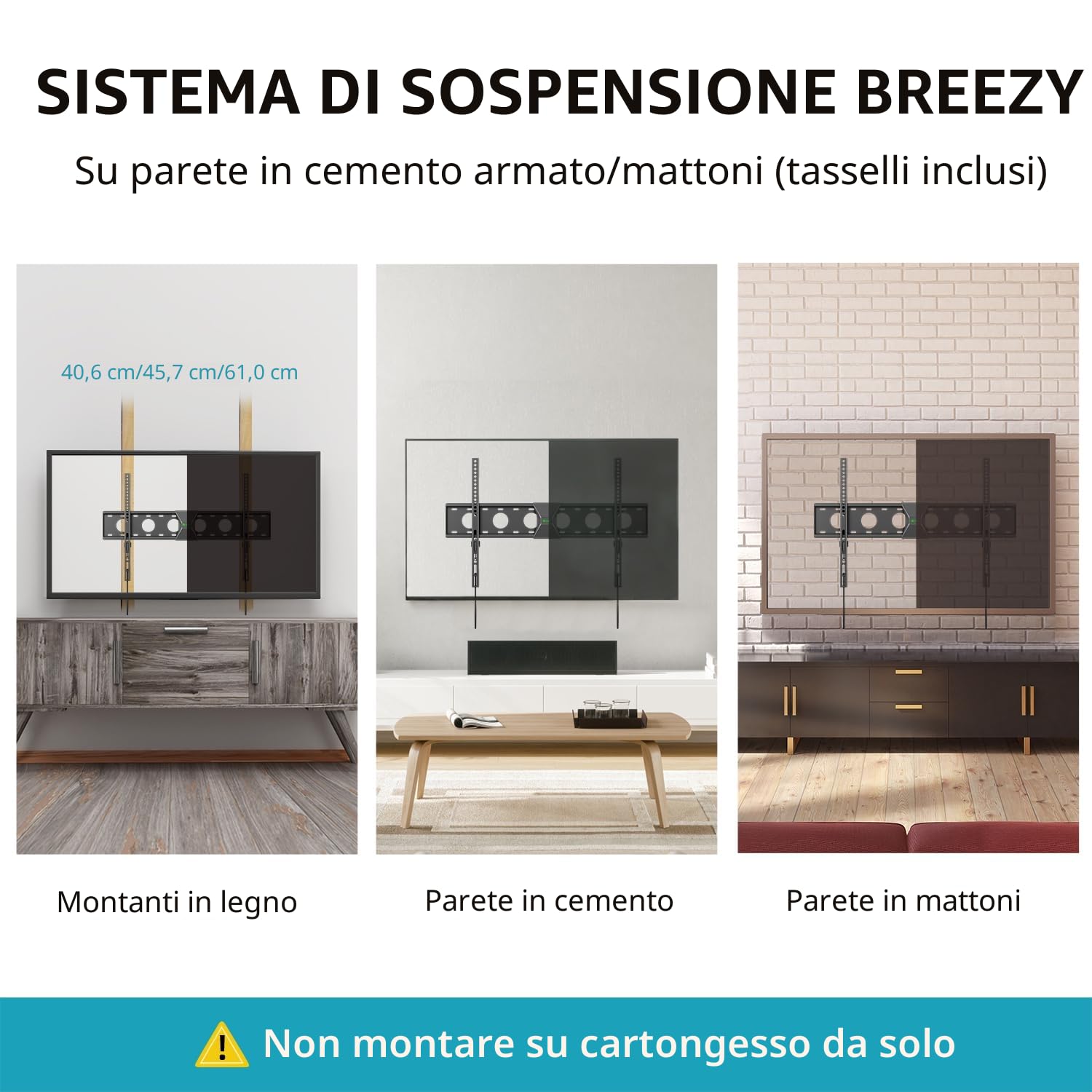 XINLEI Supporto TV Fisso a Parete Ultra Sottile, per Schermi 42-75 Pollici Piatta/Curvi fino a 60 kg, VESA Max 600×400 mm, MFA6