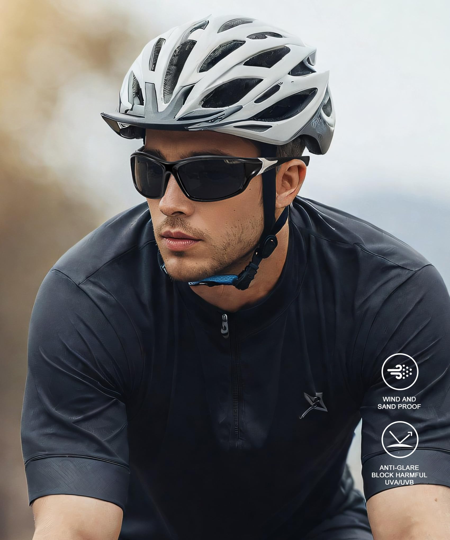 Occhiali da sole polarizzati da uomo, occhiali da sole sportivi da uomo, occhiali da sole polarizzati per corsa, guida, pesca, 3 confezioni