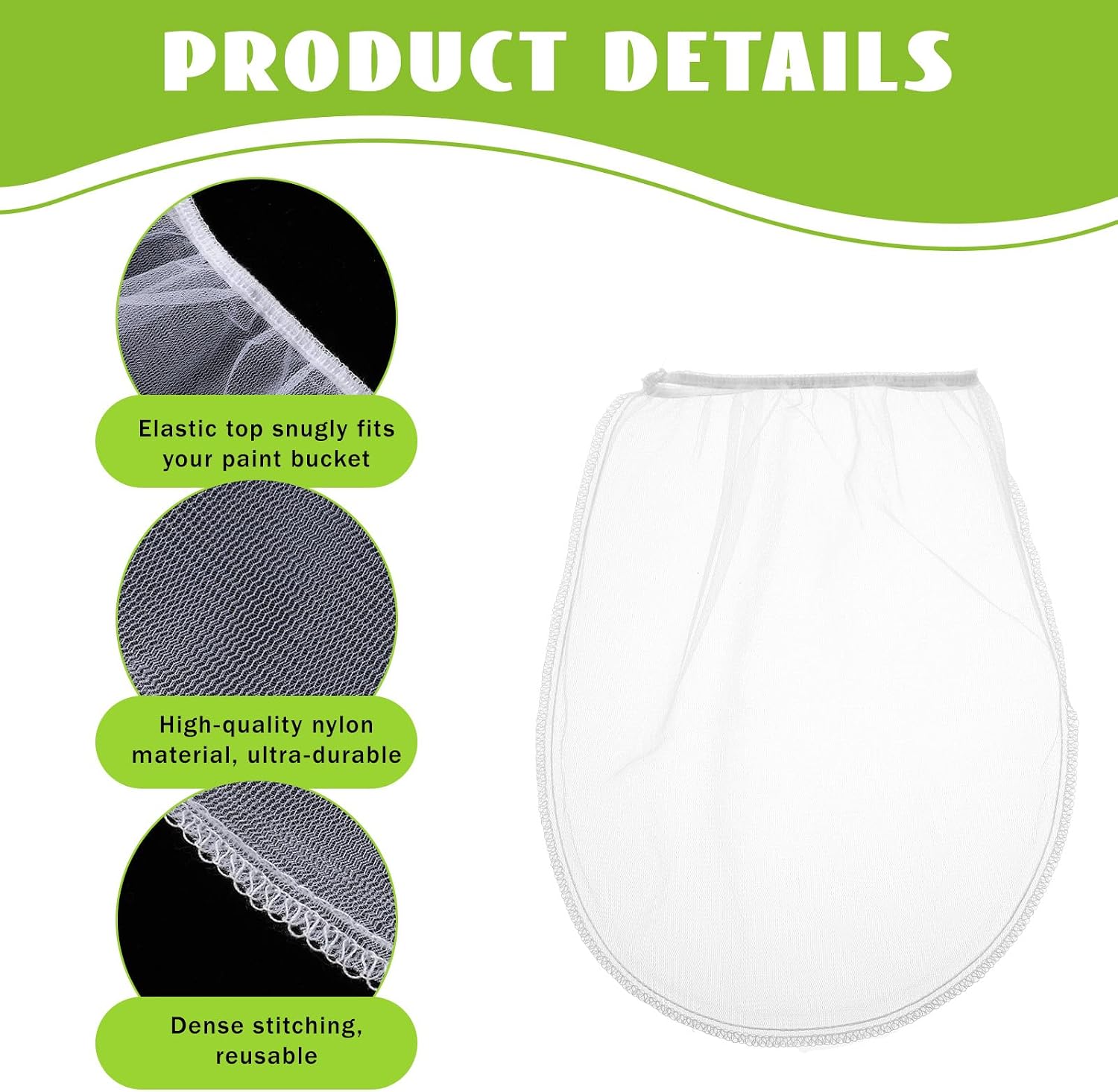 10 Pcs Paint Strainer Bags, 1 Gallon Paint Filter Strainer, Elasticity Opening Strainers Bags Disposable for Paints Bucket & Hydroponics