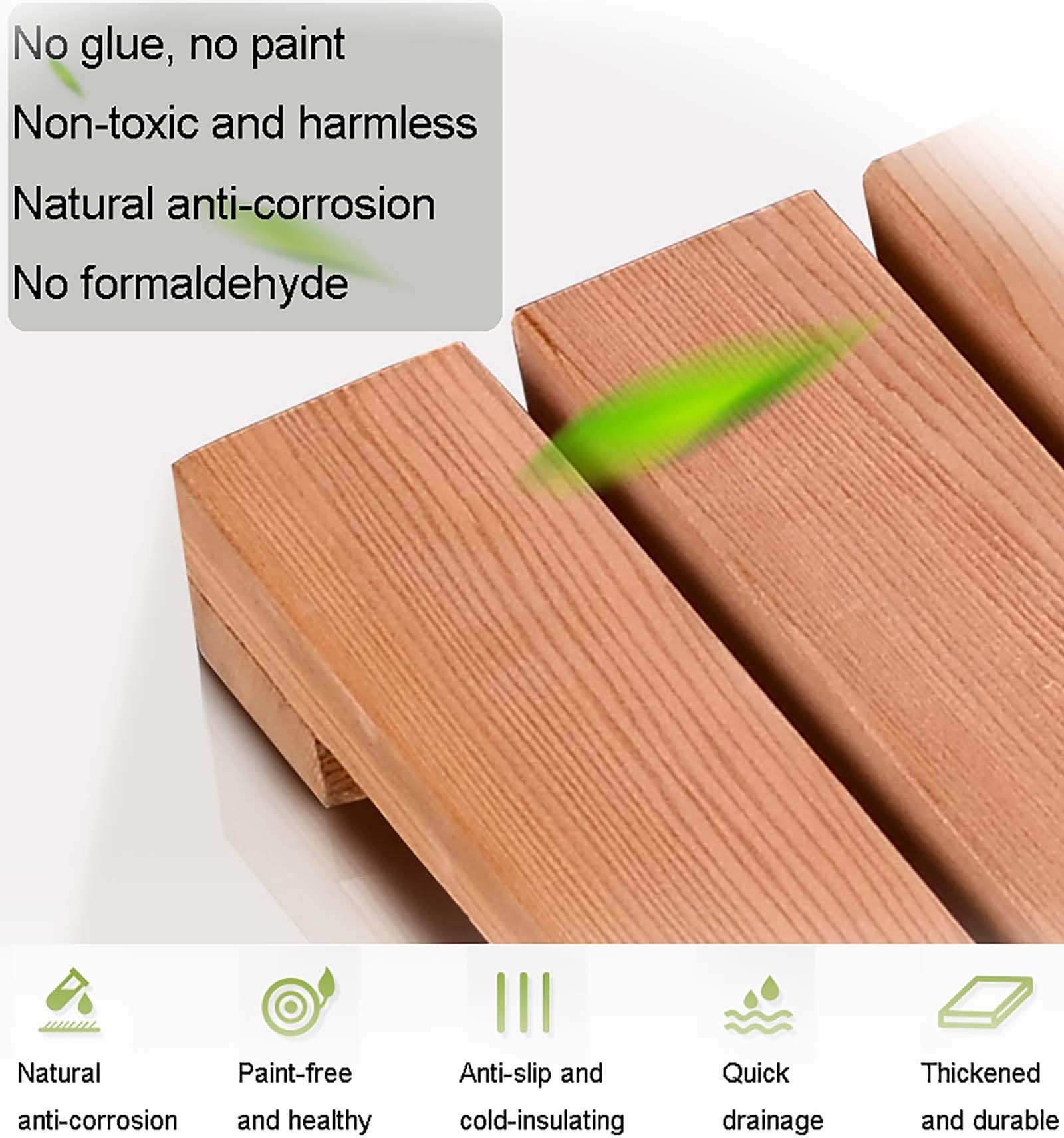 Legno Massiccio Tappetino Bagno, Pedana Doccia Legno Spazio Di 0,5 cm Scolare Rapidamente, Tappeto Doccia Antiscivolo Stabile e Resistente Alla Pressione, Tappetini Bagno per Vasca Da Bagno(40x50cm/16