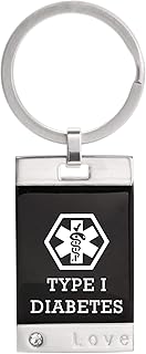 LinnaLove Medical alert id Key chain for men and women with diabetes type 1(919)