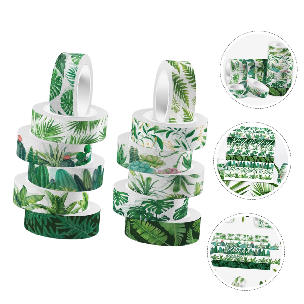 NUOBESTY 60rotoli Nastro Adesivo Decorativo Washi Tape Verde Di Nastro Per Crafting Per Scrapbooking e Decorazioni Fai Da Te Design Unico Di Foglie Estive Adesivo Rimovibile e Facile Da