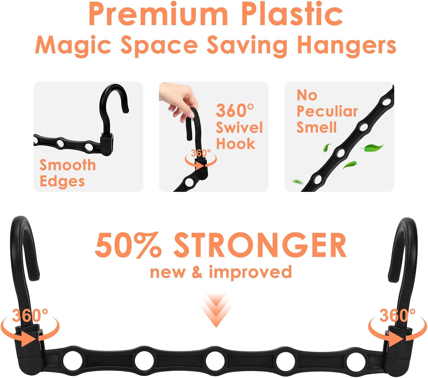 College Dorm Room Essentials, Closet Organizers and Storage, Magic Hangers Space Saving with 360° Swivl Hooks for 120 Clothes, Plastic Clothes Hanger, Organization Home Apartment Essentials, 24 Pack