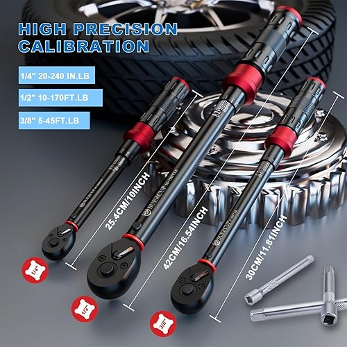 Miniatura 9 de Llave dinamométrica de 12 pulgada - 20-150 ft.lb27.1-203.3 Nm, llave dinamométrica ajustable de doble dirección de 72 dientes con hebilla para