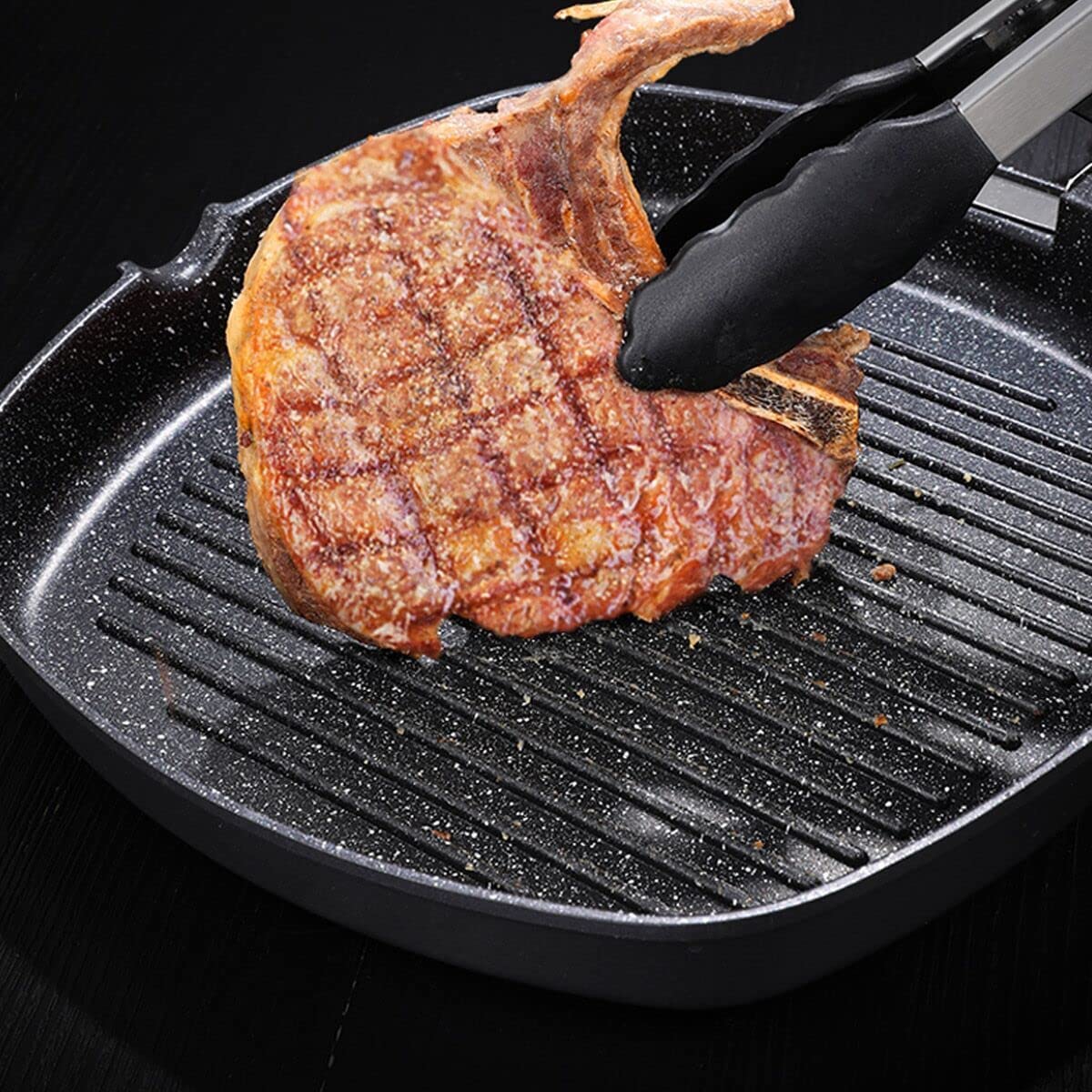 MasonOL20 Sartén antiadherente con mango plegable para carne, pescado y verduras para todas las fuentes de calor 9.4 in/9.4 pulgadas para estufas, inducción, negro 6