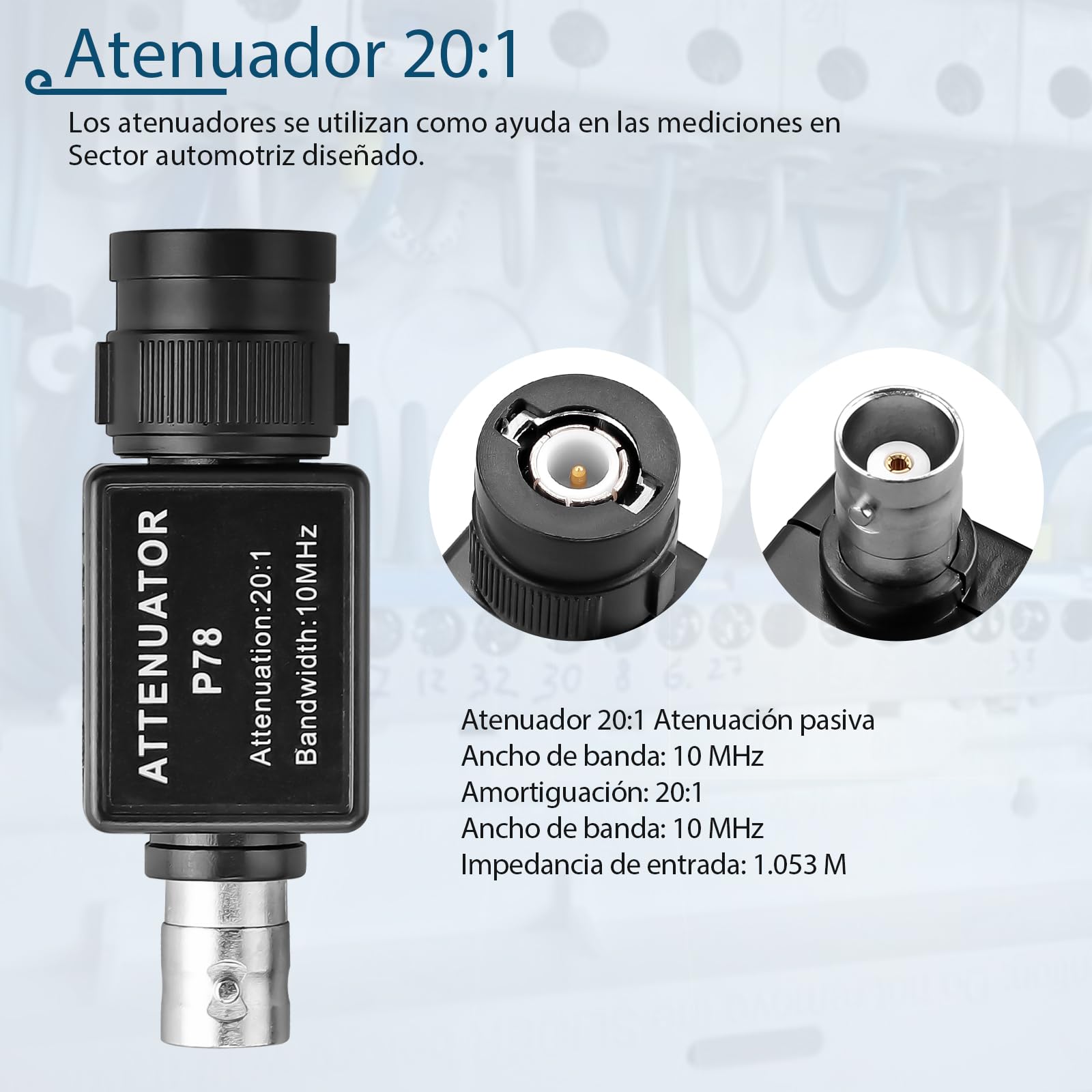 Kit de accesorios para osciloscopio con cable BNC a banana 3M, atenuador 20:1 y 10 sondas, ideal para diagnóstico de vehículos con osciloscopio de 2 canales y multímetro digital