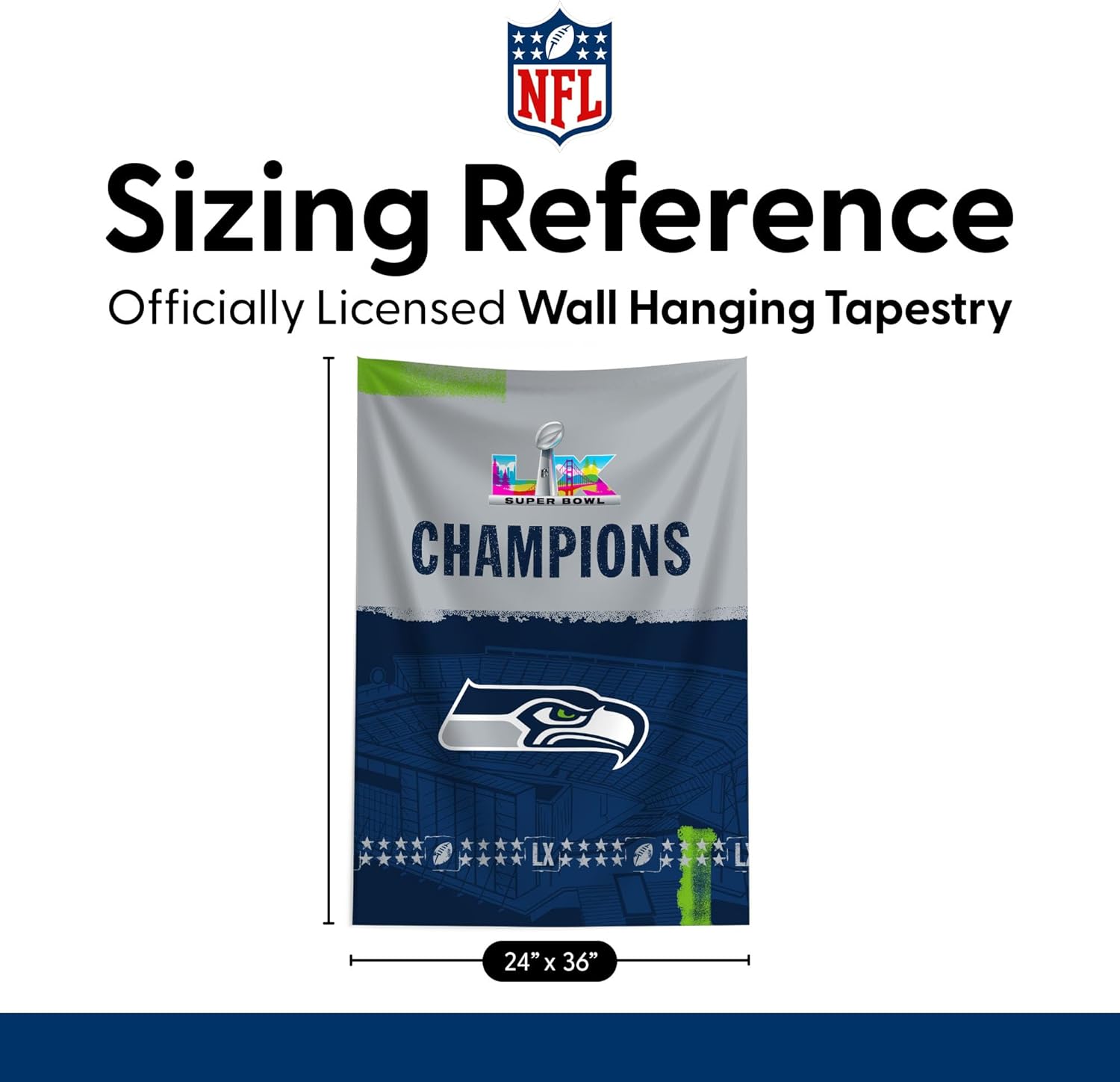 Northwest NFL Super Bowl 2026 Seattle Seahawks Champs Tapestry Wall Hanging - Image 4