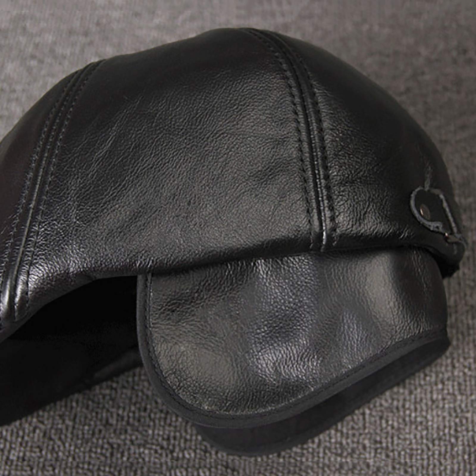 G&F Uomini Pelle Berretto Pelle Bovina Cappello Strillone Cappellino Vintage Cappello Piatto Inverno 55-60 Cm