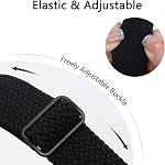 Quick Release Watch Strap 22mm - 3 Pcs, Adjustable Nylon Braided Stretchy Band Breathable Elastic Replacement Bracelet for Smartwatches and Wristwatches (Olive Green+Sea Blue+Black)