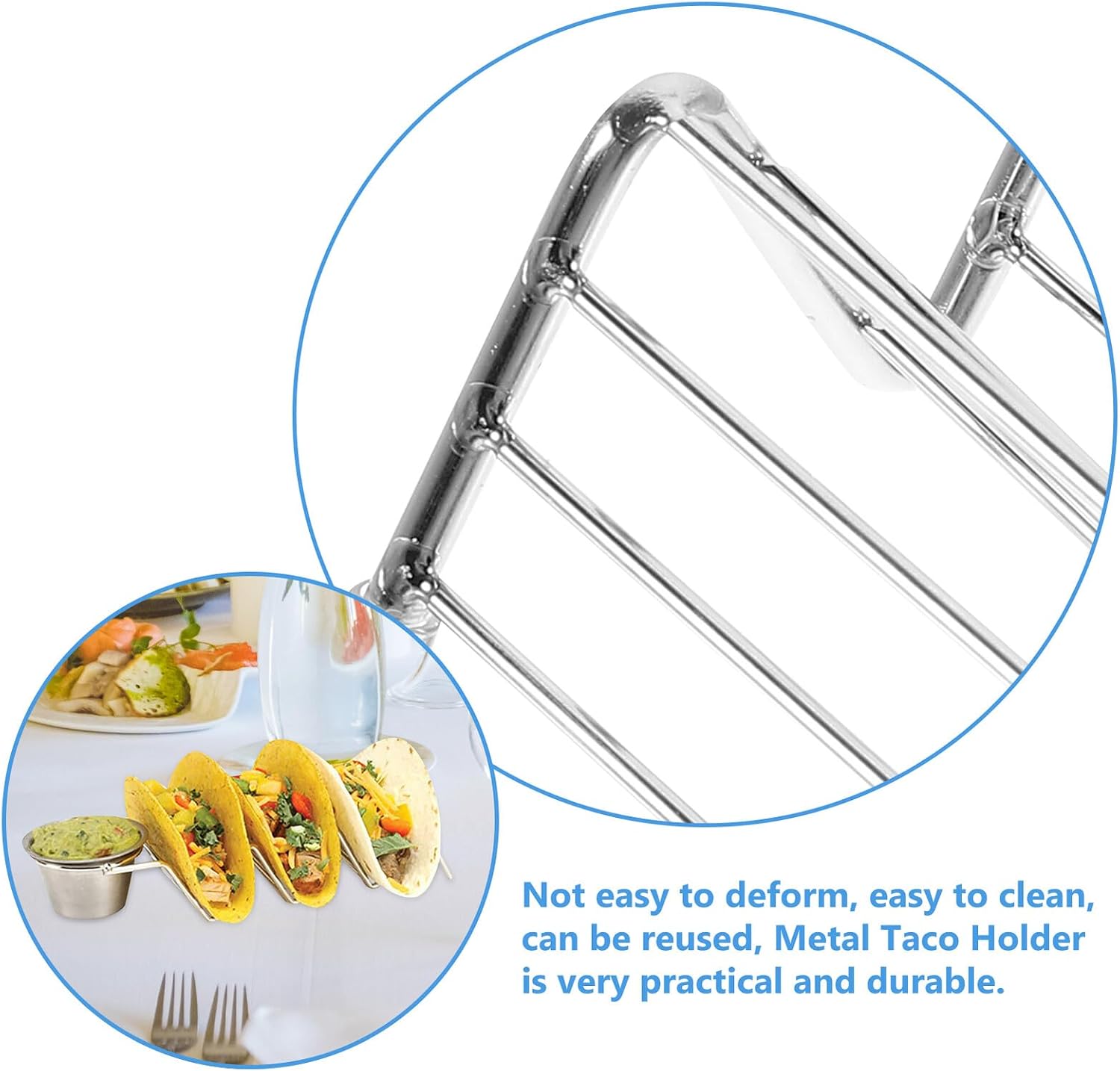 VALICLUD Stainless Steel Taco Holder with Sauce Cup Wave-shaped Taco Stand Rack for Tortilla Serving for Burritos Sandwiches and Food Display at Parties
