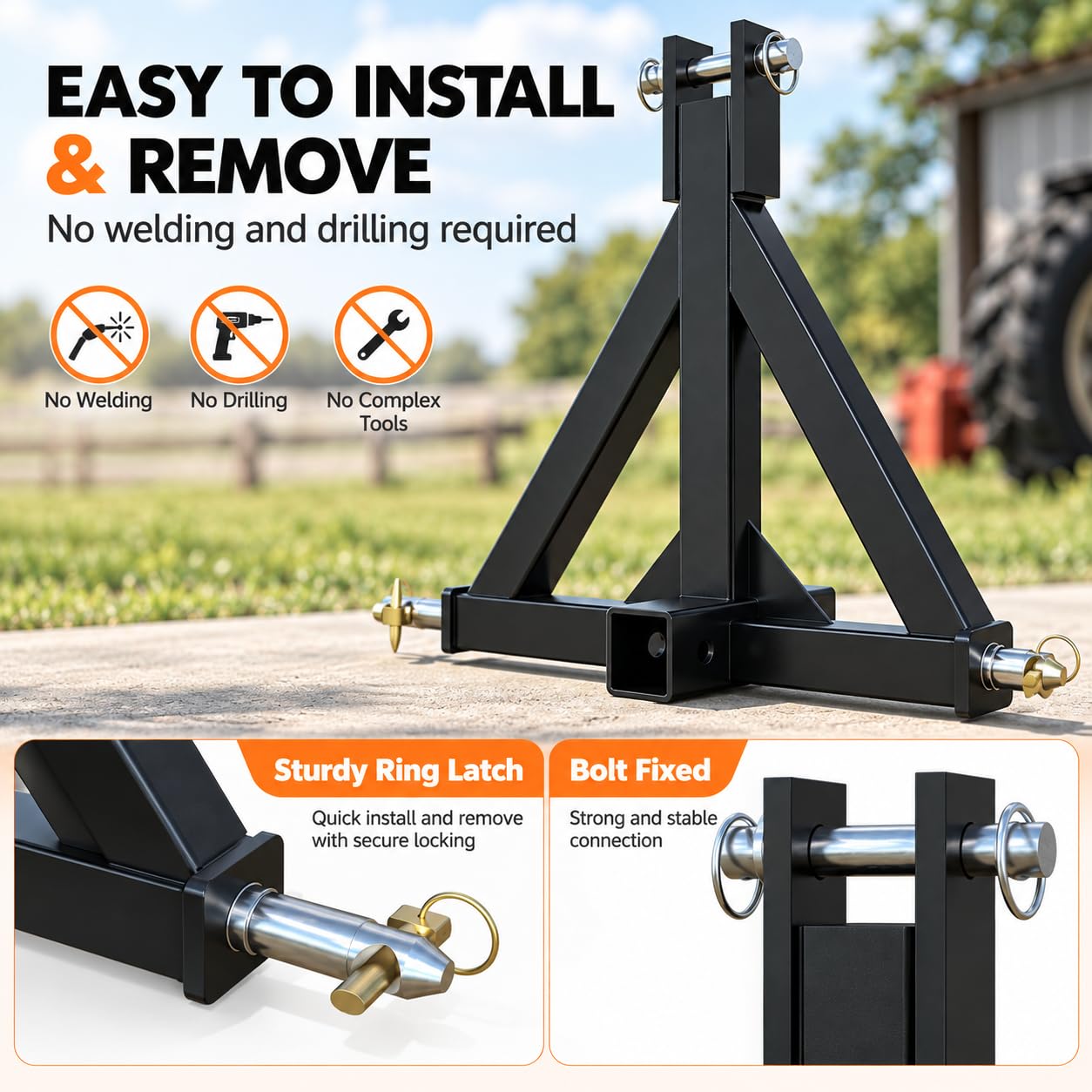 Attelage 3 Points avec Récepteur 5 cm pour Tracteur