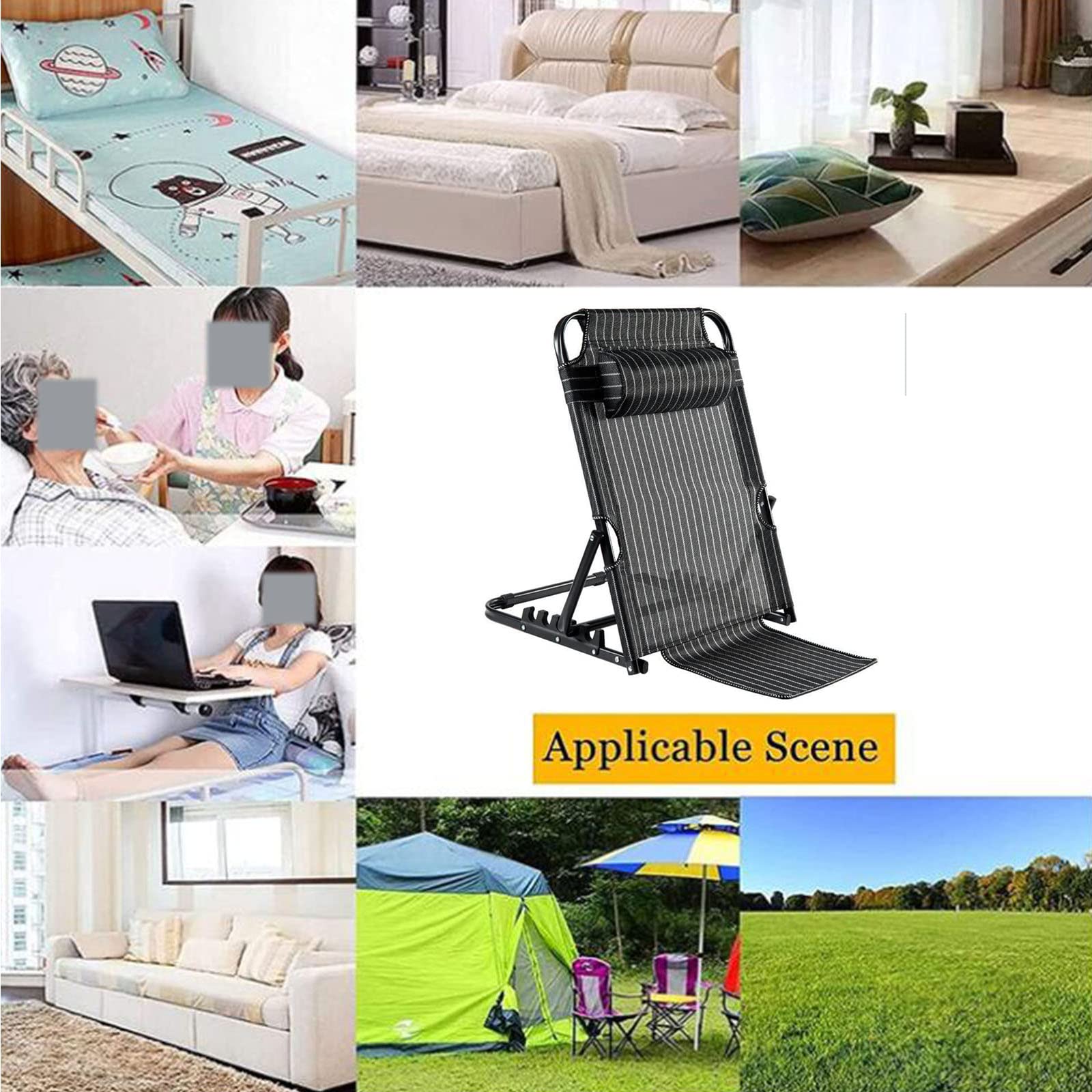 Respaldo de la Cama para discapacitados Recuperación de fracturas Respaldo Ajustable Plegable para Ancianos, Ayuda para Incorporarse de la Cama, Ideal para Leer, Comer y Ver TV,A