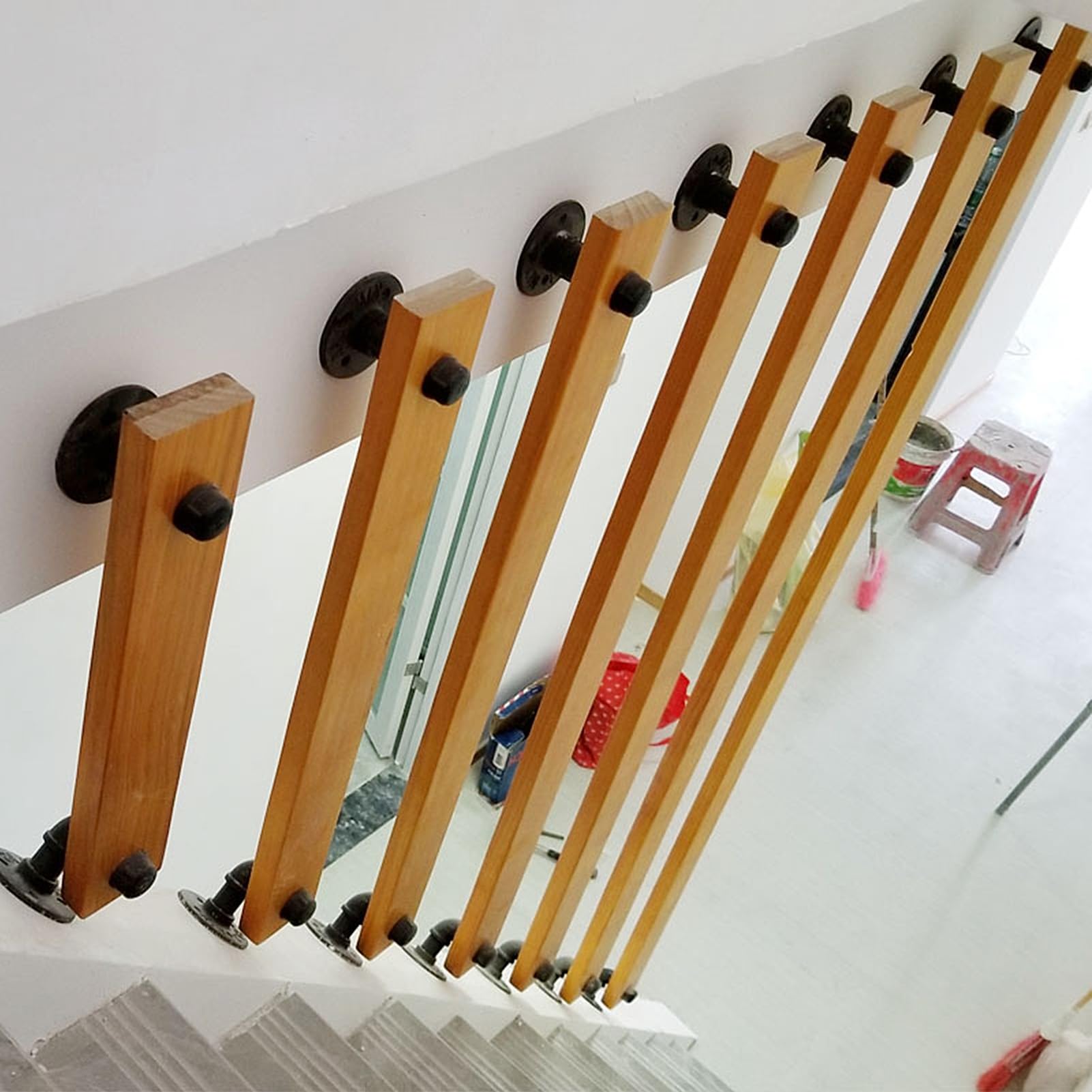 Rampe d'escalier en bois massif pilier de séparation de 60 cm pour bureau