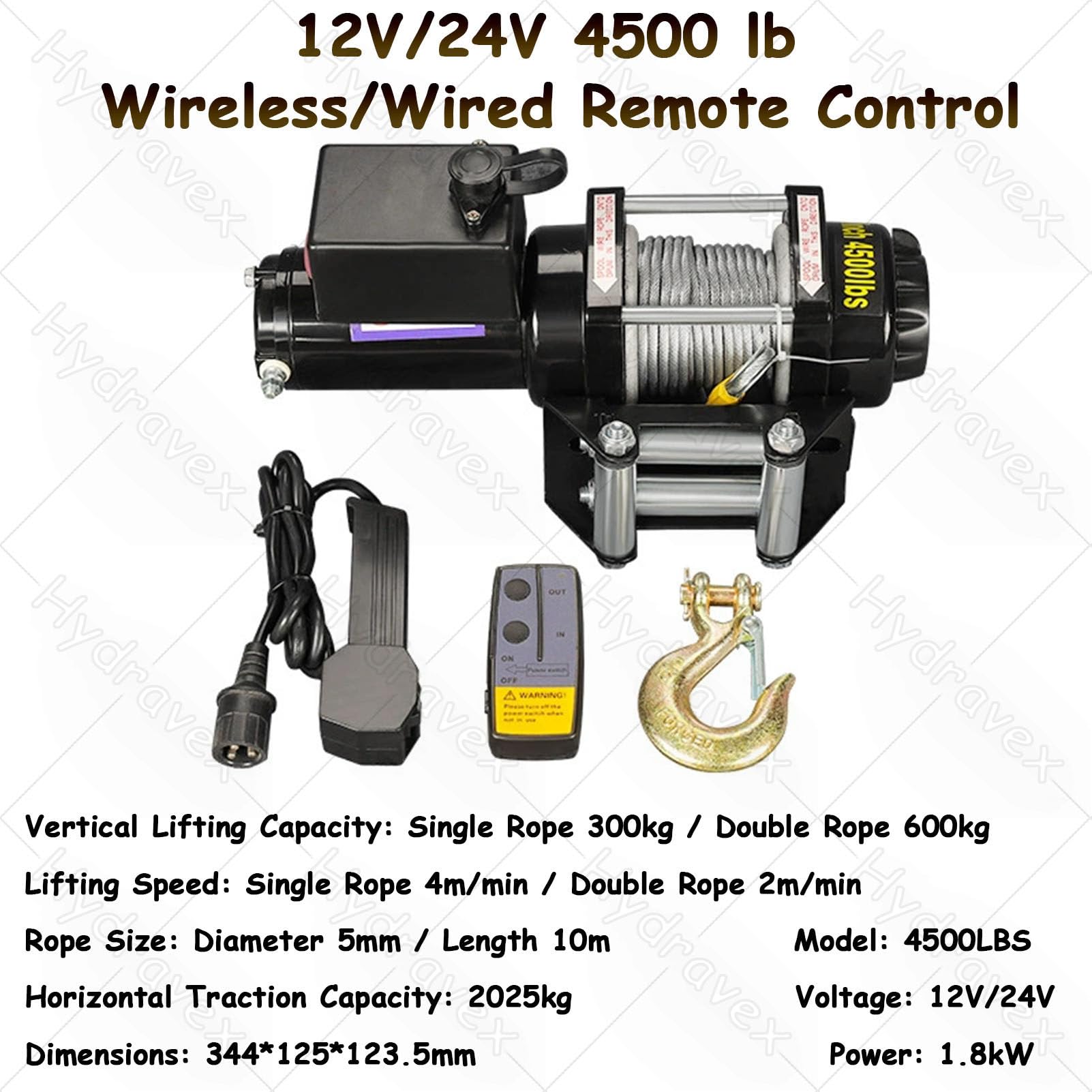Elektrische Seilwinde, 12 V/24 V DC LKW-Seilwinde 24V-4500lbs