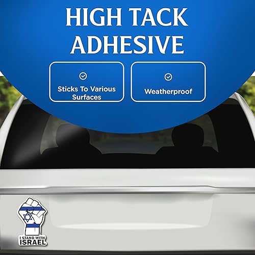 Miniatura 4 de Paquete de 2 calcomanías I Stand with Israel para parachoques  Soporte para Israel  5 pulgadas en el lado más largo  Se adhiere a cualquier