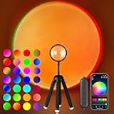 Neroupe Sunset Lamp Projector with APP Control Multicolor Changing Led Lights for Room, 360 Degree Rotation Sunlight Lamp Set Mood Lighting Bedroom Decor Christmas Gifts Photography for Women