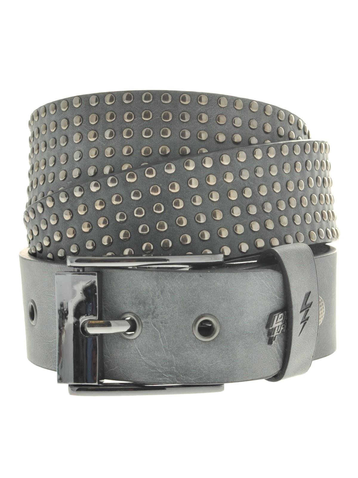 Lowlife of London Wallace Leather Belt, Studded Punk 6 Row Wallace Covered Belt, Metal Stud Rivets Hidden Under Leather for Men and Women