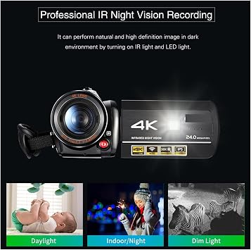 Video Camera, Video Camera 4K Camcorder Professional Digital Vlogging Camera Recorder, AC3 Vlog Cameras Filmadora With Microphone 64GB SD Card
