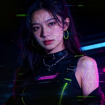 10 Sheets Cosplay Temporary Tattoos, Kpop Glowing Demon Energy Stickers