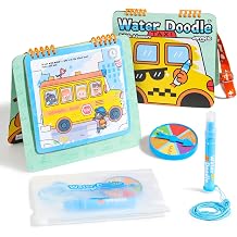 Jar Melo Magic Water Reveal Coloring Book for Kids Ages 3+, 2-in-1 Water Doodle Book with Reusable Static Stickers, Mess-Free Coloring with Activity Book, Travel Toy, Gift for Boys & Girls