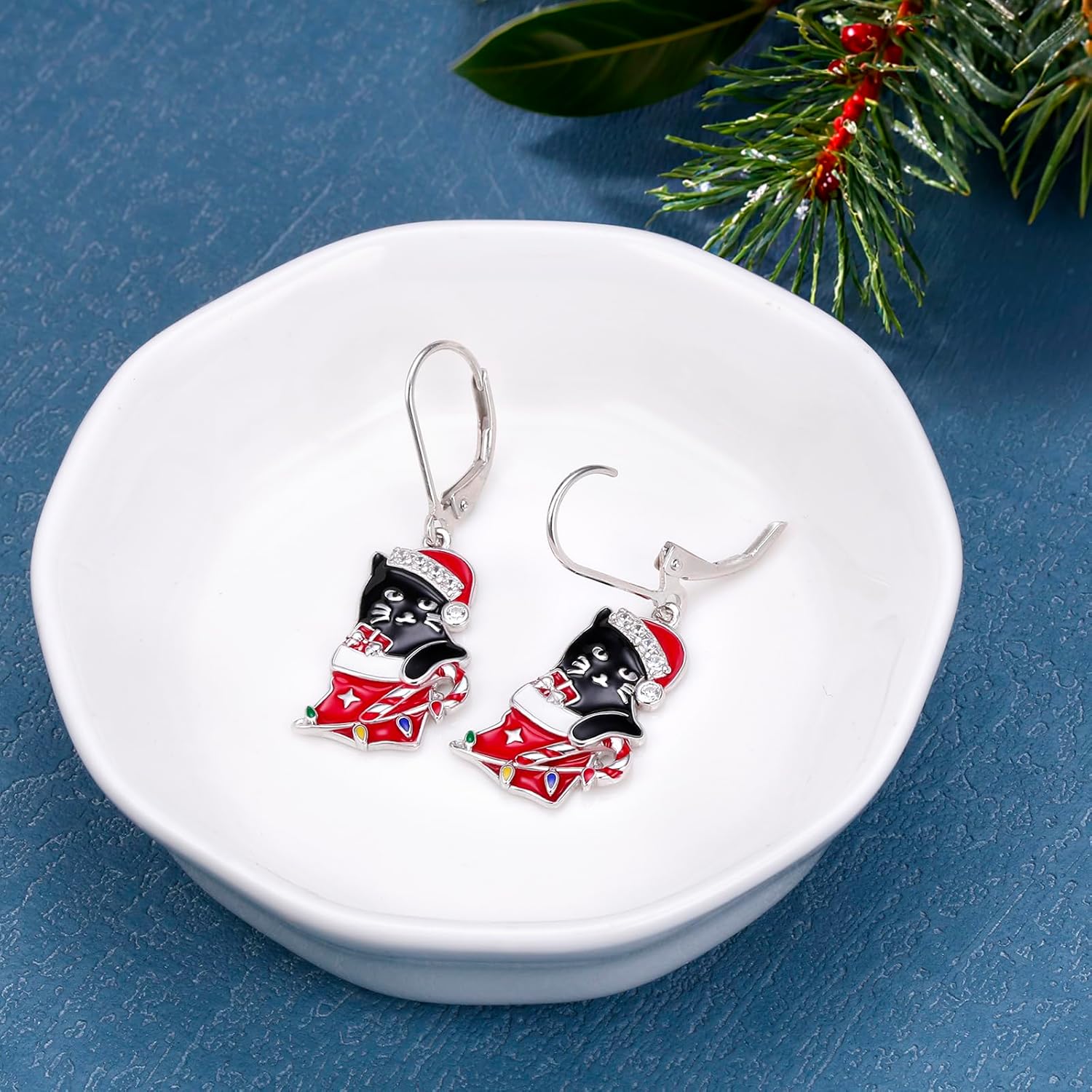 Apple Drop Dangle Earrings for Women 925 Sterling Silver Cat Christmas Tree Moon Star Lotus Palm Tree Lighthouse Lever Back Earrings