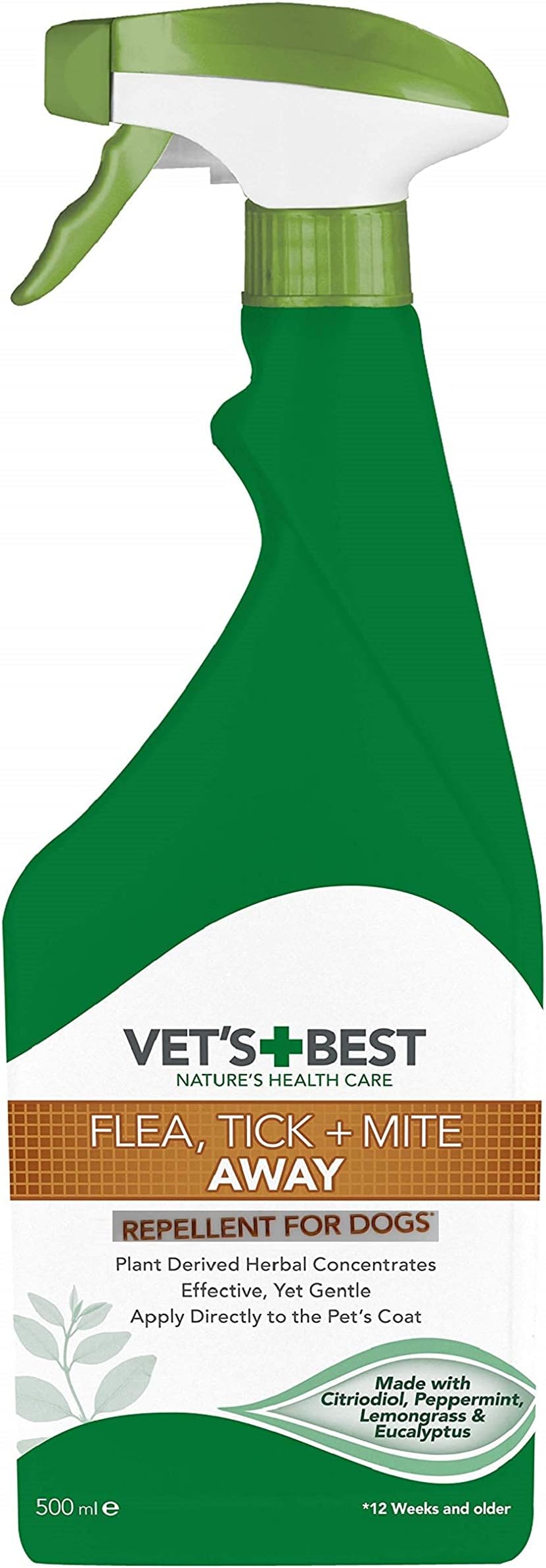 Vet's Best Flea Tick and Mite Flea Treatment Spray for Dogs Plant Based Formula, 500 ml (Pack